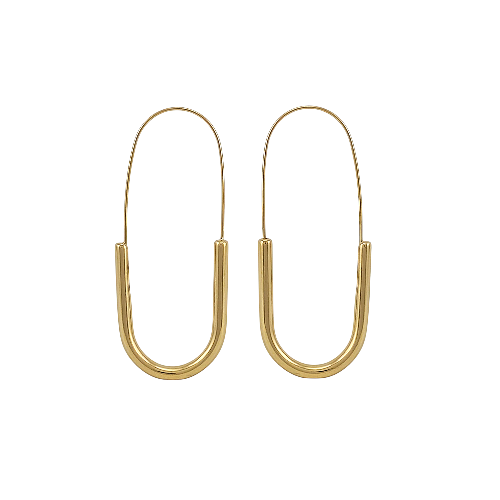 Boucles d’oreilles en acier doré, forme en U minimaliste, design moderne et léger