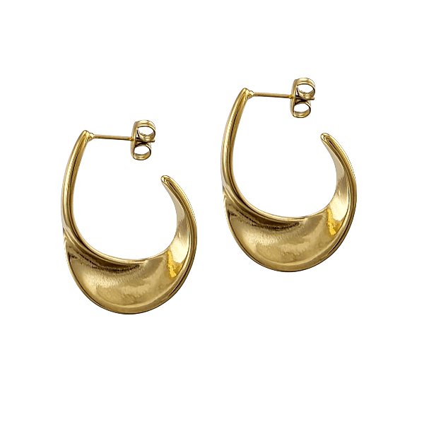Boucles d’oreilles argentées en acier inoxydable – Courbes modernes élégantes - Alberto Bijoux