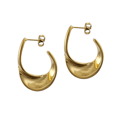 Boucles d’oreilles argentées en acier inoxydable – Courbes modernes élégantes - Alberto Bijoux