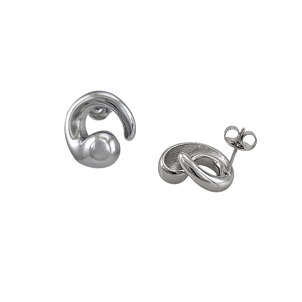 Éclat entrelacé – Boucles d’oreilles argentées 16 mm en acier inoxydable (vue de profil)