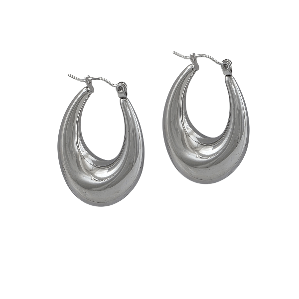 Créoles galbées 33x23 mm – Acier inoxydable doré ou argenté - Alberto Bijoux