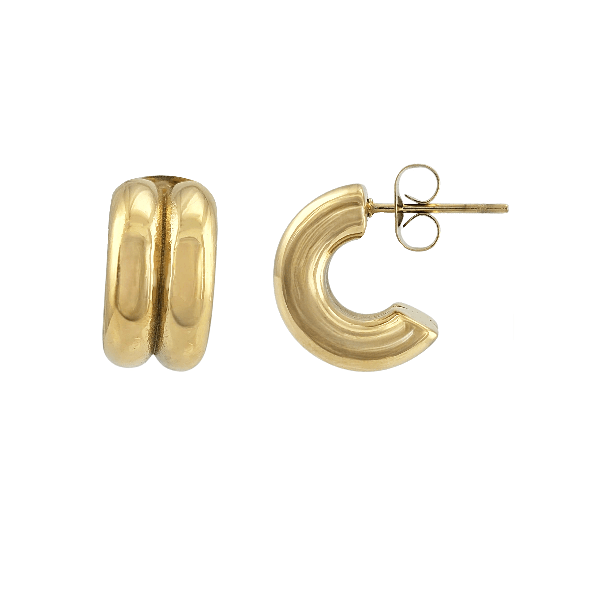 Éclat doré – Créoles épaisses 15x9 mm en acier inoxydable - Alberto Bijoux