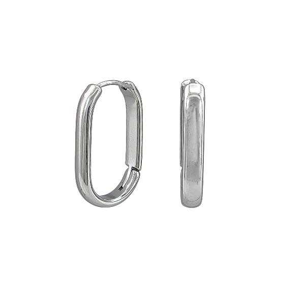 Créoles ovales larges 25x4 mm – Acier inoxydable argenté - Alberto Bijoux