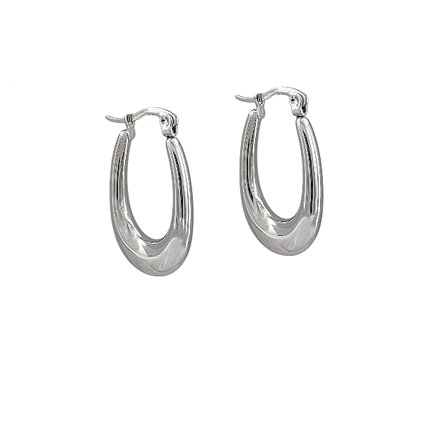 Élégance argentée – Créoles ovales 28x5 mm en acier inoxydable - Alberto Bijoux