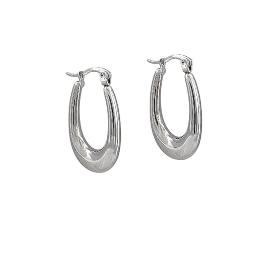 Élégance argentée – Créoles ovales 28x5 mm en acier inoxydable - Alberto Bijoux