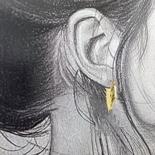 Gold Diamond Hammered Hoop Earrings
