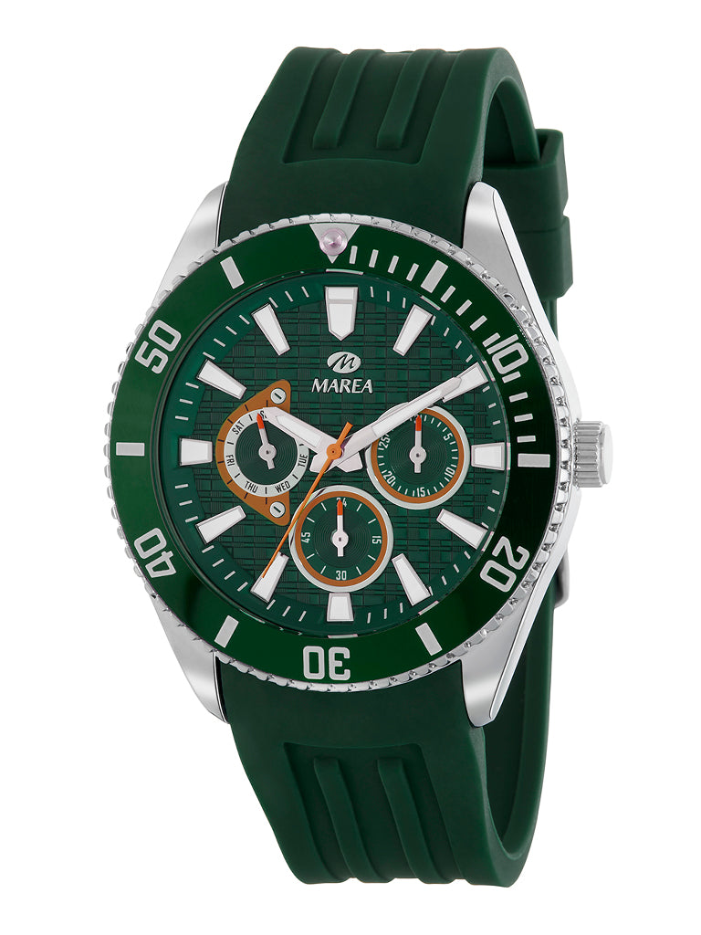 Montre Multifonction Homme Marea – Lunette Style Plongée, Bracelet Silicone, 43 mm