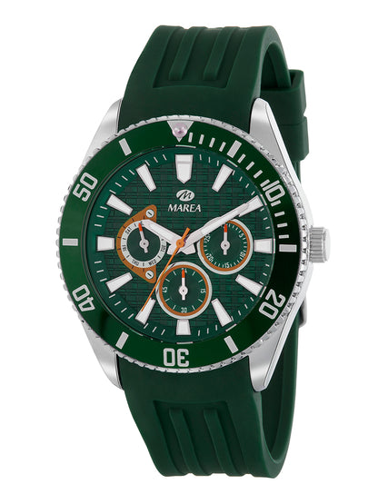 Montre Multifonction Homme Marea – Lunette Style Plongée, Bracelet Silicone, 43 mm