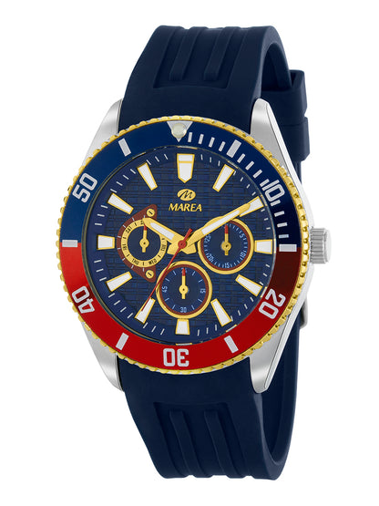 Montre Multifonction Homme Marea – Lunette Style Plongée, Bracelet Silicone, 43 mm