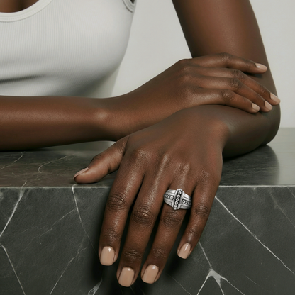 Forteresse Sacrée Argent Sterling 925 - Bague Croix Architecturale - Alberto Bijoux