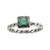 Bague contemporaine Astra en argent sterling avec abalone carré iridescent vert-bleu et anneau tressé élégant