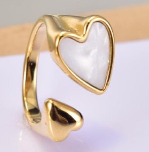Bague "Cœur Nacré" – Ouverte Dorée & Nacre Naturelle - Alberto Bijoux