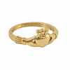 Bague Claddagh dorée avec cœur et couronne, disponible en tailles 6 à 9 - Alberto bijoux