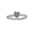 Bague romantique Cordelia en argent sterling avec cœur d'abalone iridescent vert-rose et anneau perlé délicat