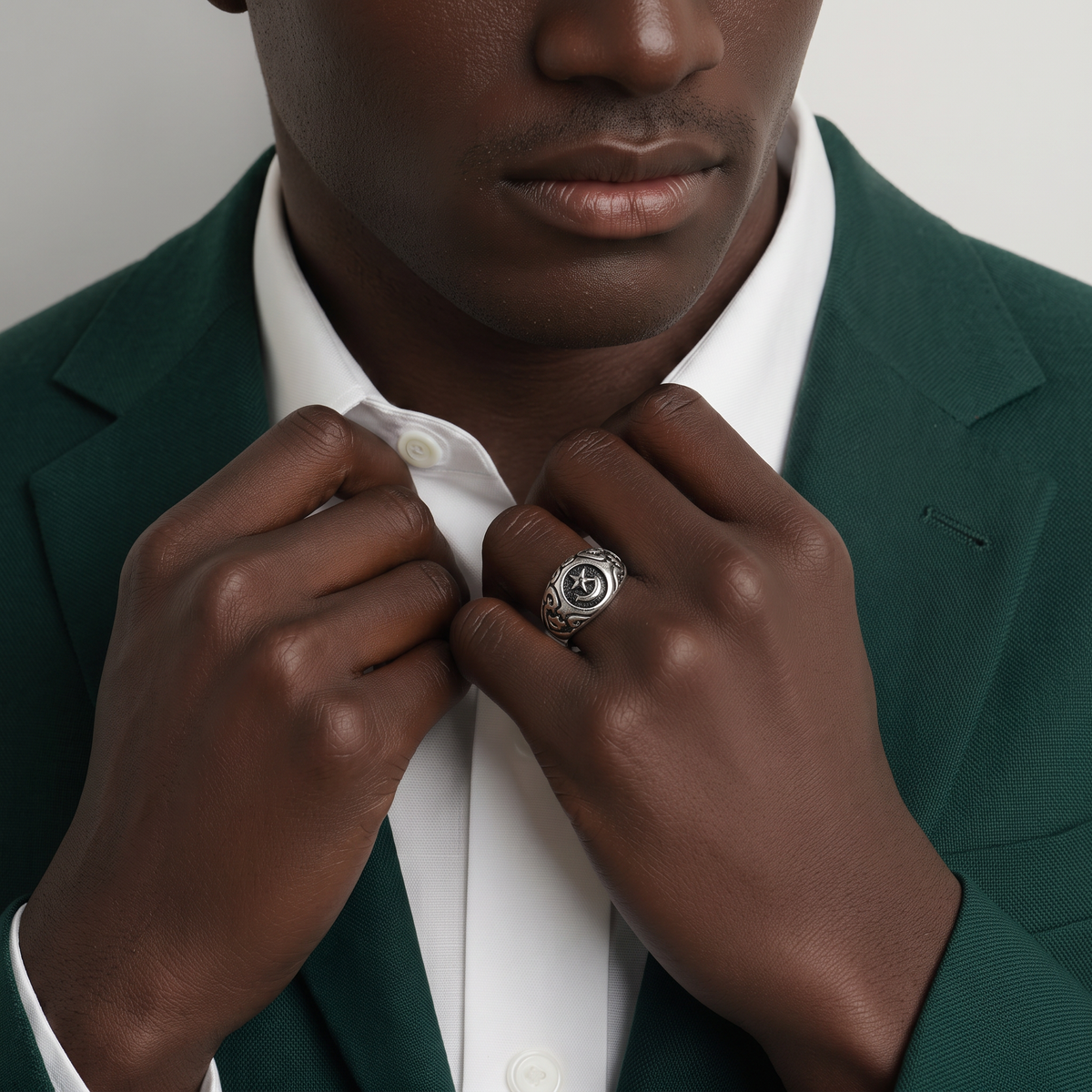 Selim – Bague Croissant & Étoile en Argent Sterling 925 - Alberto Bijoux