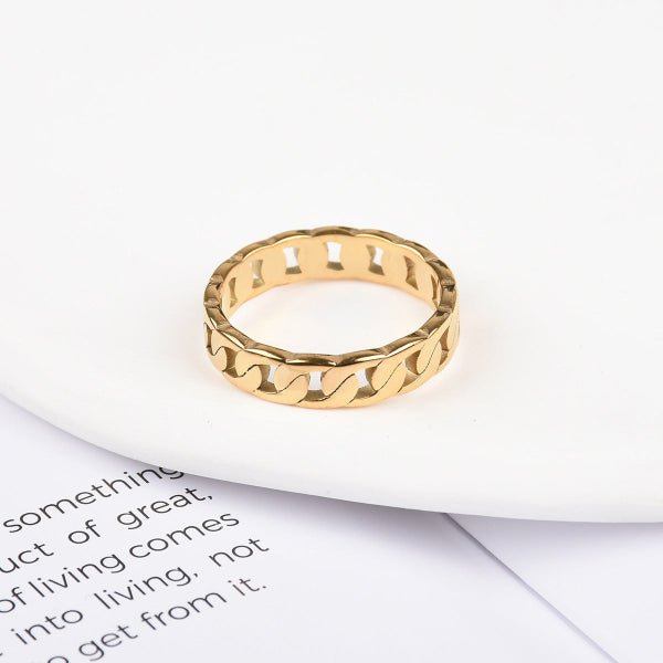 Bague "Cubaine Brillante" – Style chaîne dorée - Alberto Bijoux