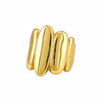 Bague dorée large au design bombé sculptural en acier inoxydable