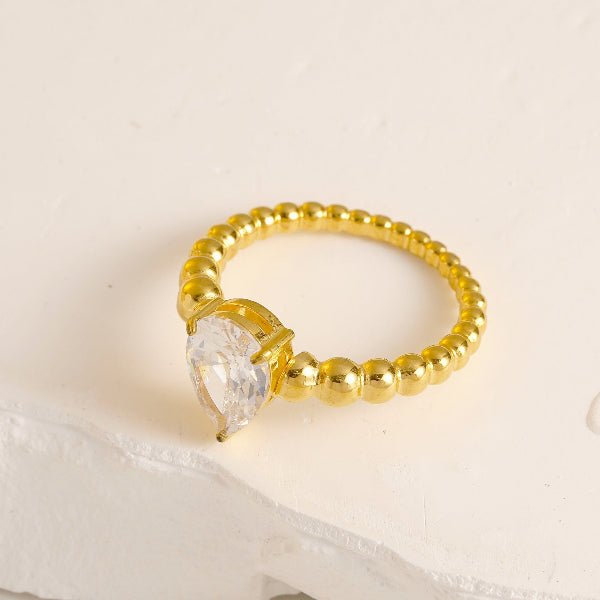 Amora – Bague Dorée Perles & Cœur - Alberto Bijoux