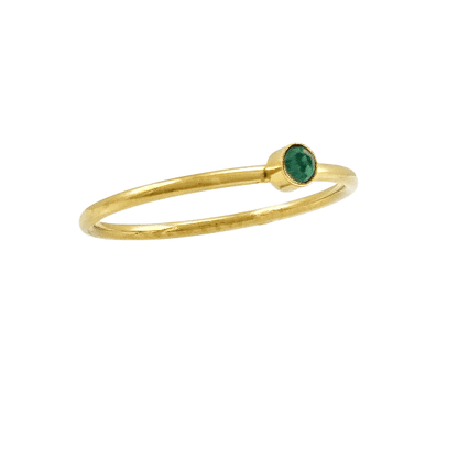Émera – Bague Dorée Fine & Pierre Verte - Alberto Bijoux