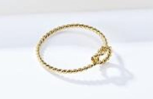 Bague fine dorée avec nœud, en acier inoxydable plaqué or, taille 6 à 9