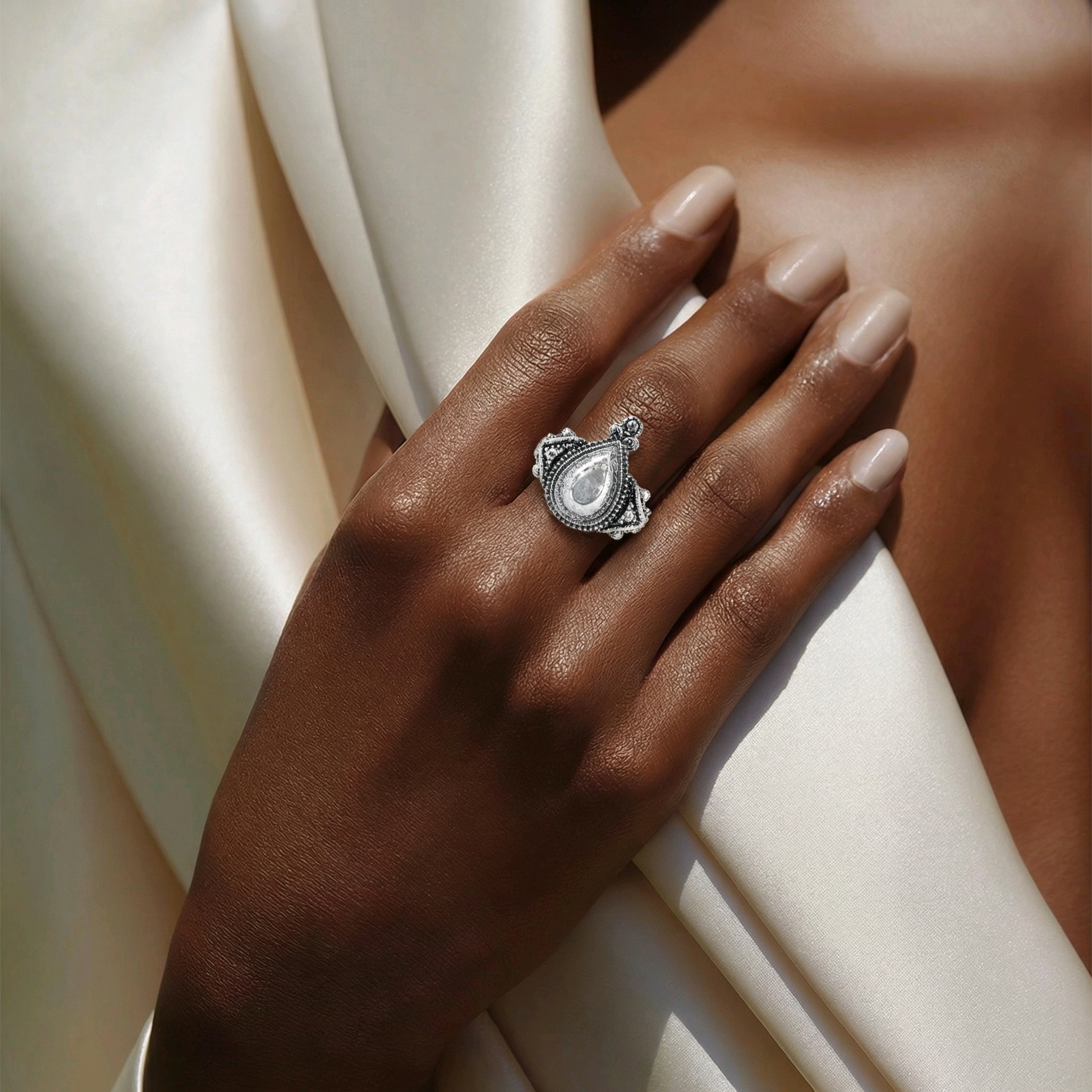 Nayla – Bague Goutte Orientale en Argent Sterling 925 - Alberto Bijoux