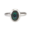 Bague moderne Nebula en argent sterling avec abalone ovale iridescent vert-bleu et design minimaliste épuré