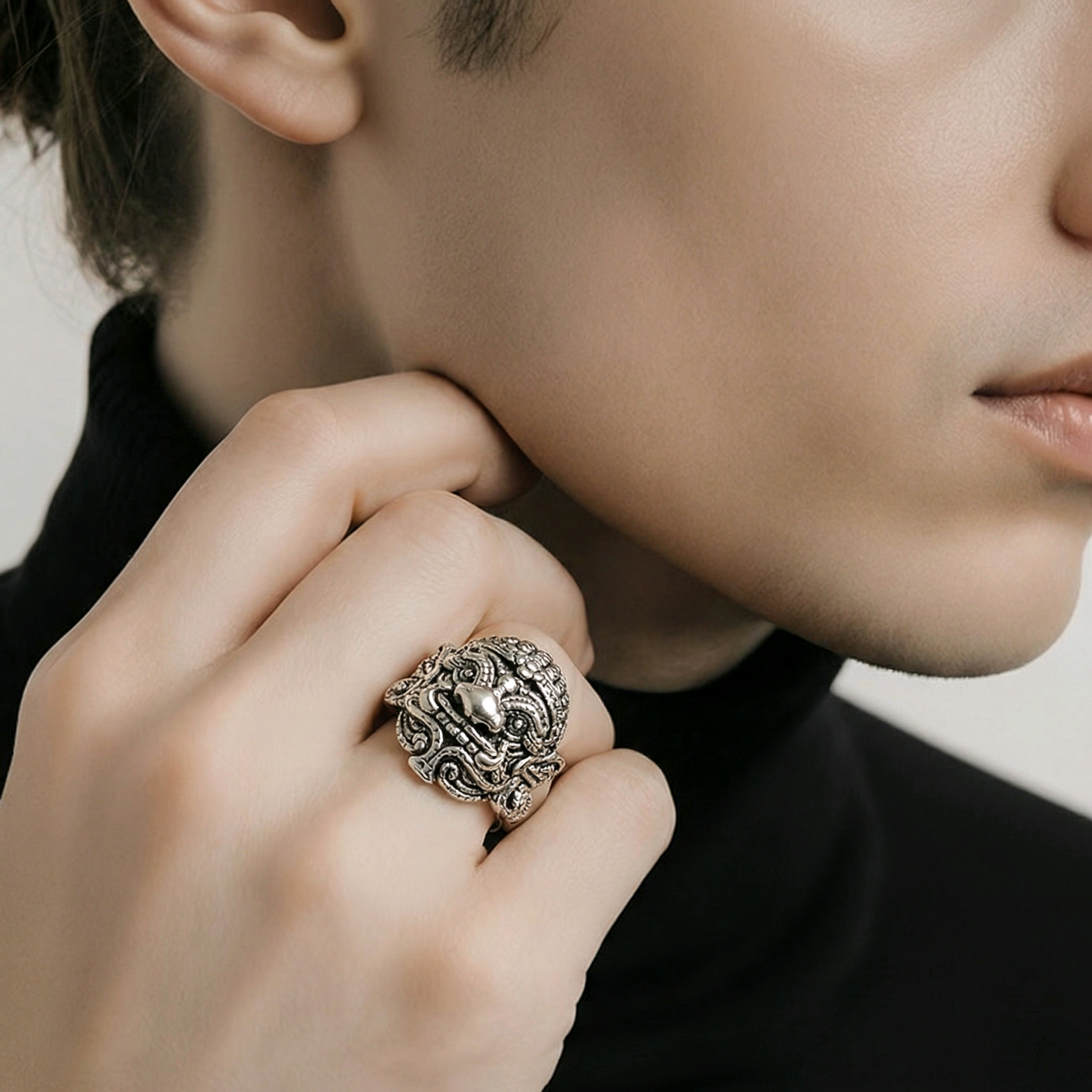 "Oni Sacré" - Bague Argent Figure Japonaise Mythique - Alberto Bijoux