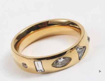 Bague "Prismatica" – Dorée & Pierres Multi - formes - Alberto Bijoux