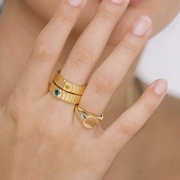 Bague "Rayon de Lune" – Anneau Doré avec Pierre Claire - Alberto Bijoux