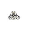 Bague en argent sterling 925 avec tête de mort sculptée, design audacieux et détails sur les côtés, disponible en tailles 5 à 10