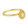 Bague dorée avec pierre en forme de goutte et serti perlé – Alberto Bijoux
