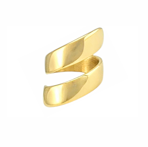 Bague dorée ouverte design moderne en acier inoxydable
