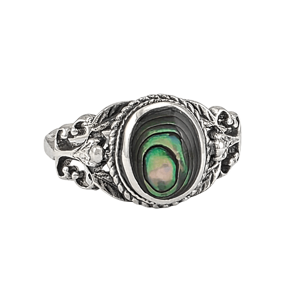 Bague Statement Argent Sterling avec Abalone - Style Bohème Vintage - Alberto Bijoux