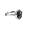 Bague moderne Nebula en argent sterling avec abalone ovale iridescent vert-bleu et design minimaliste épuré