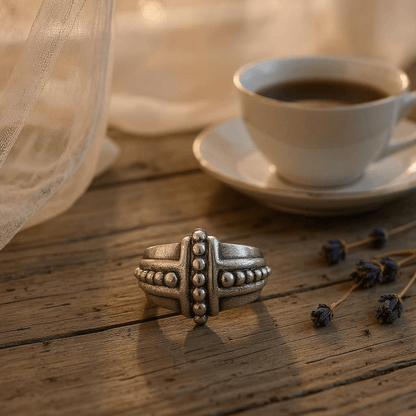 Forteresse Sacrée Argent Sterling 925 - Bague Croix Architecturale - Alberto Bijoux