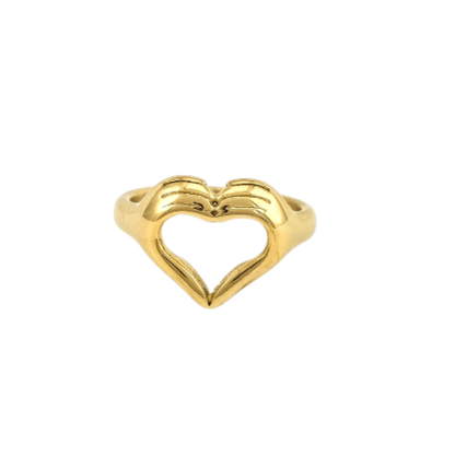 Bague Cœur Doré – Tendresse & Élégance en acier inoxydable - Alberto Bijoux