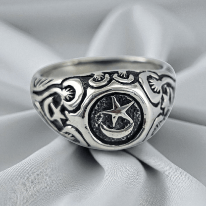 Selim – Bague Croissant & Étoile en Argent Sterling 925 - Alberto Bijoux
