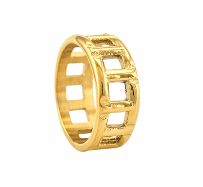 Bague Dorée "Cage Géométrique" – Acier Inoxydable - Alberto Bijoux