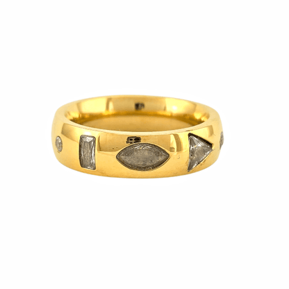 Bague "Prismatica" – Dorée & Pierres Multi - formes - Alberto Bijoux