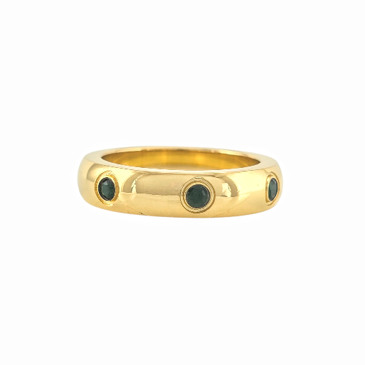 Bague dorée avec pierres vertes incrustées tout autour, tailles 6 à 8 - Alberto bijoux