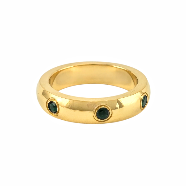 Bague dorée avec pierres vertes incrustées tout autour, tailles 6 à 8 - Alberto bijoux
