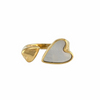 Bague dorée ouverte avec double cœur, dont un en nacre naturelle – tailles 6, 7, 8 - Alberto bijoux