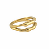 Bague dorée à double courbe irrégulière, design organique et fluide - Alberto bijoux