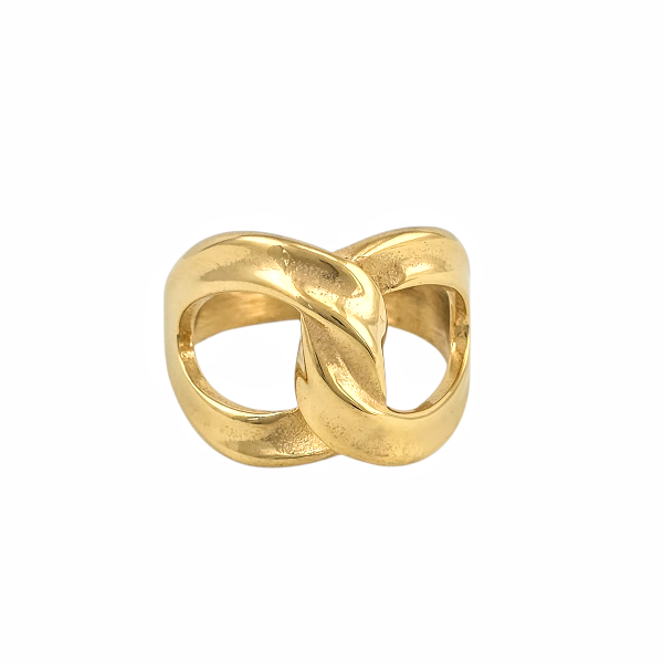 Bague dorée en forme de nœud croisé, design élégant et moderne -Alberto bijoux
