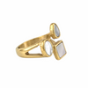 Bague dorée ouverte avec nacres blanches en formes géométriques – tailles 6 à 9 - Alberto bijoux