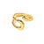  Bague dorée au design courbé et sculptural, avec finition lisse et brillante, présentée sur fond blanc - Alberto bijoux