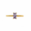 Bague dorée torsadée avec pierre violette rectangulaire taille améthyste - Alberto bijoux