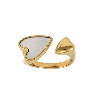 Bague "Cœur Nacré" – Ouverte Dorée & Nacre Naturelle - Alberto Bijoux
