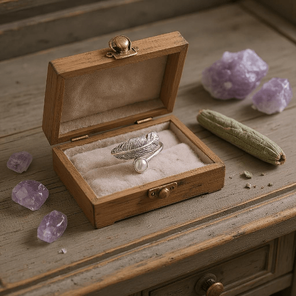 Bague Plume en Nacre Blanche - Argent Sterling 925 - Alberto Bijoux