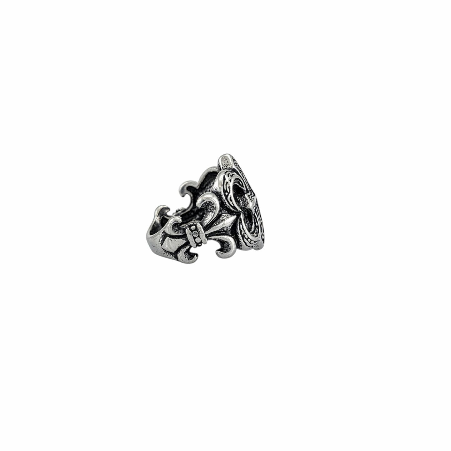 Bague croix baroque acier inoxydable côtés ajourés gothic medieval ring unisex